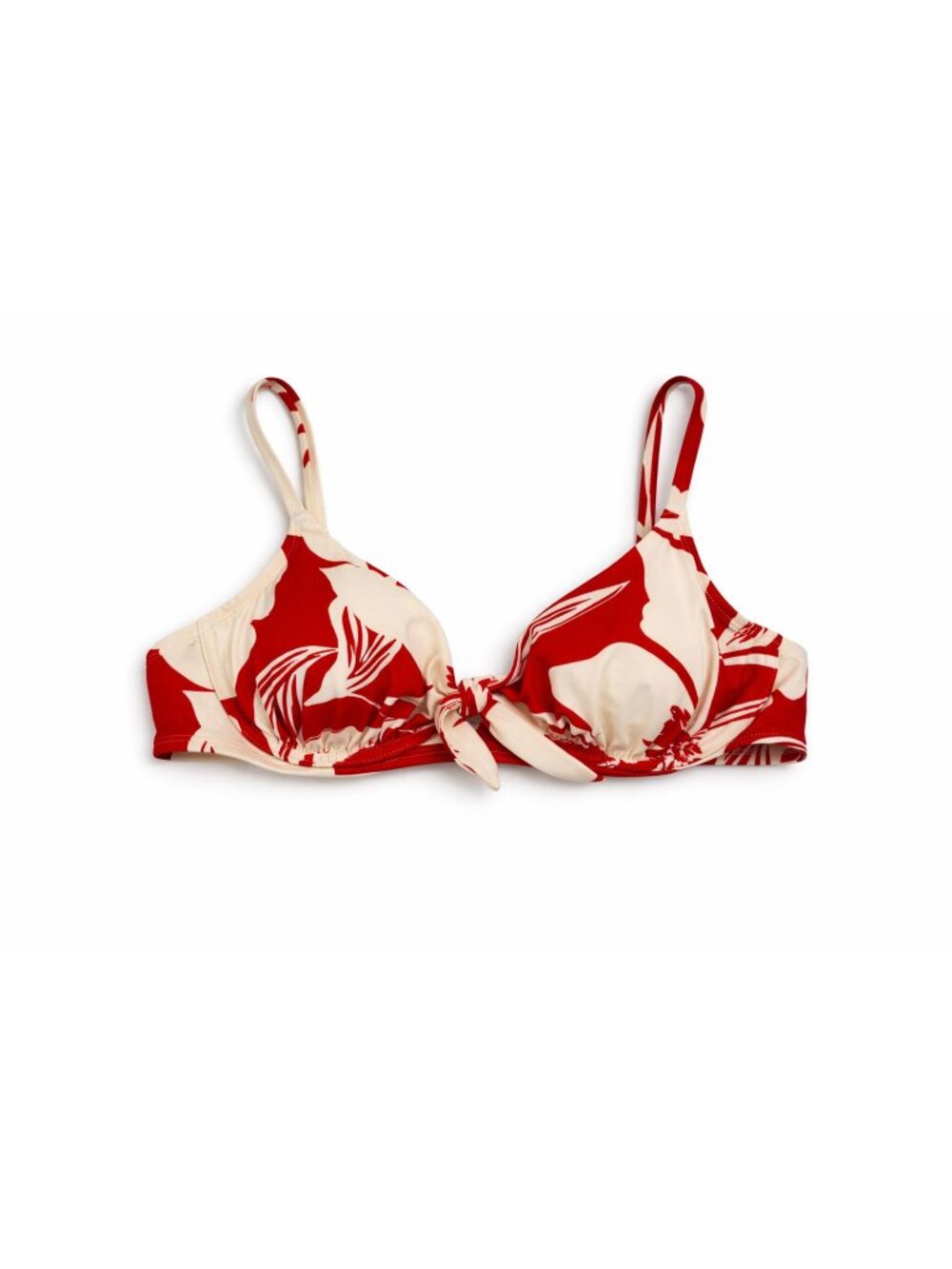 Shade & Shore 34DD Red Cream Floral Print Underwire Bikini Top NEW